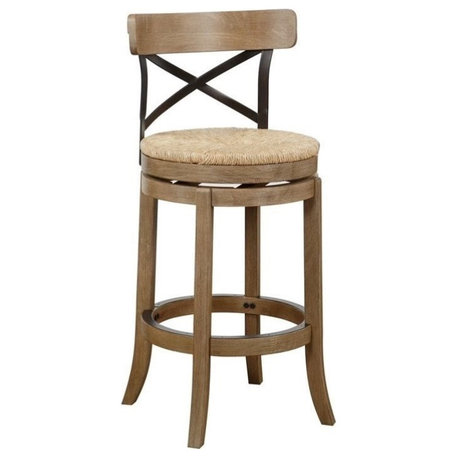 Boraam wood Myrtle Swivel Bar Stool in Wheat Wire-Brush Natural Finish