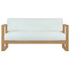 Lounge Sofa, White Natural, Teak Wood, Modern, Outdoor Patio Bistro Hospitality
