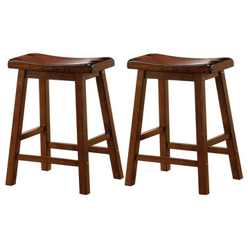 Bowery Hill 24" Transitional Wood Backless Counter Stool in Chestnut