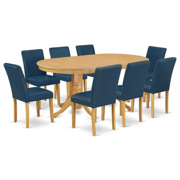 East West Furniture Vancouver 9-piece Wood Dining Set in Oak/Oasis