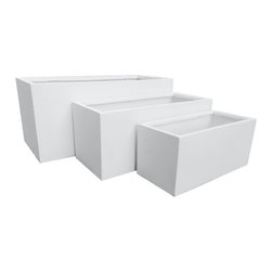 StoneLite GRC Troughs in Australian Dulux White on White. - Outdoor Pots And Planters