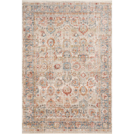 Ivory Blue Rust Polyester Claire Area Rug by Loloi, 2'7"x8'0"