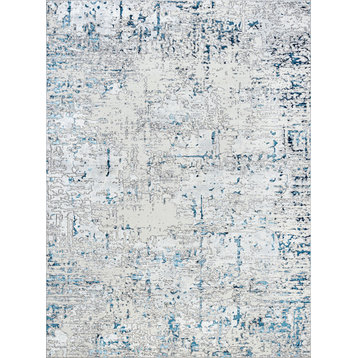 Meridith Contemporary Abstract Area Rug, Blue, 5'x7'