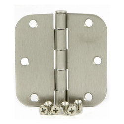 Door Corner - Door Hinge, 3-1/2" With 5/8" Radius Corners, Satin Nickel - Hinges