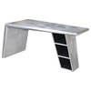 Moti Pilot 60" 3-Shelf Modern Aluminum Writing Desk, Silver