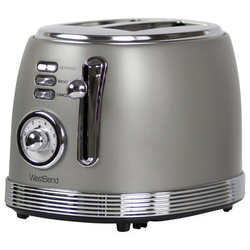 West Bend Toaster 2 Slice Retro-Styled Stainless Steel with 4 Functions and 6 S