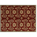 Bareens Designer Rugs - Shabby Chic Ziegler Alex Rust Tan Hand-Knotted Wool Rug - 6'0'' x 8'10'' - Enhance the ambiance of your home with this magnificent Persian-influenced Turkish hand-knotted rug made by skilled artisans capable of creating the most exceptional vegetable dyes and hand-spun wool. This exquisite handmade rug is a one-of-a-kind Peshawar Kafkaz, otherwise identified as Chobi, Chobi Peshawar, Oushak, or Ziegler rug. These handmade rugs are crafted in Pakistan utilizing superior-quality wool imported from Australia, New Zealand, and Korea in two types of weaves: the Persian weave and the Mori weave. This rug is meticulously crafted by hand using the finest natural vegetable dyes extracted from local plants. The artisans use a blend of hand-spun local and fine merino wool, resulting in a rug with a compelling texture, higher lanolin content, and longer staple. The artisans occasionally incorporate natural or artificial silk into the pile to enhance specific motifs. The finished product is an awe-inspiring execution of flawless design and an understated palette that exudes elegance.