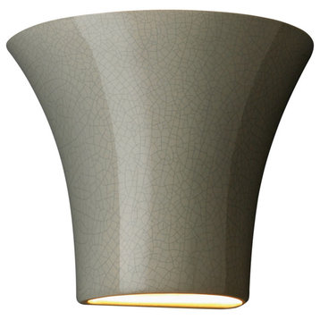 Ambiance Round Flared, Open Top/Bottom Sconce, Celadon Green Crackle, LED