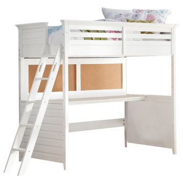 Lacey Loft Bed With Desk, White, Twin