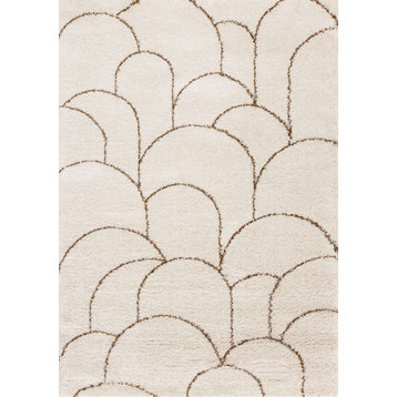 Miley Collection Orange Cream Layered Arches Rug, 7'10"x10'10"