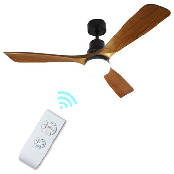 52 Inch 3-Blade LED Propeller Ceiling Fan With Remote Control and Light Kit