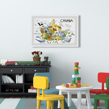 "Yellow Canadian Map" Framed Painting Print