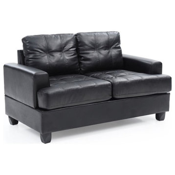 Glory Furniture Sandridge Faux Leather Loveseat in Black