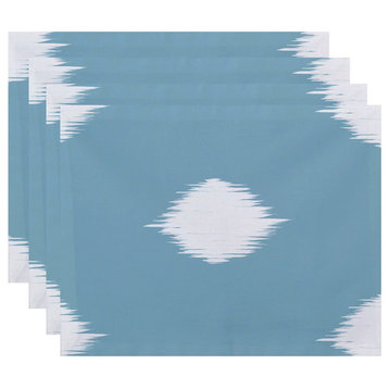 Hol-I-Kat, Holiday Ikat Print Placement, Light Blue, Set of 4