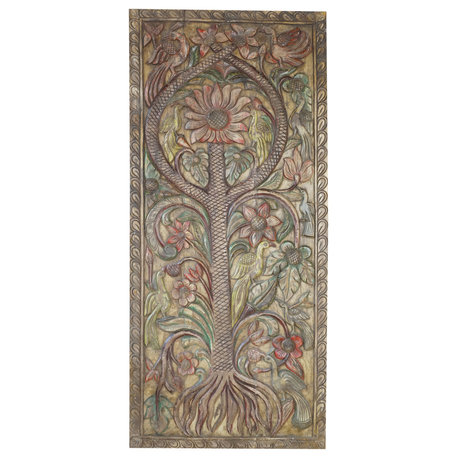 Consigned Vintage Wood Wall Art Tree Of Life Decorative Accent Wall Panel 83