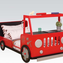 Acme 37525T Fifer Red and Silver Twin Bed - Baby And Kids