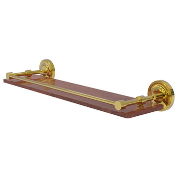 Prestige Regal 22" Solid Wood Shelf with Gallery Rail, Polished Brass