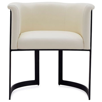 Manhattan Comfort Corso Leatherette Dining Chair, Metal Frame, Cream