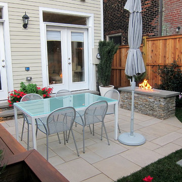 Patio, Bench, & Fire Feature at Alexandria Townhouse