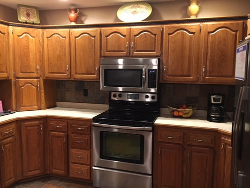 Golden Oak Cabinets Are Unfortunately Staying But What Granite