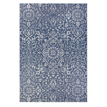 Couristan Palmette Navy-Ivory In-Out Rug, 8'6" x 13'