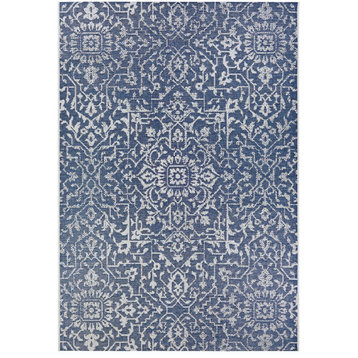 Couristan Palmette Navy-Ivory In-Out Rug, 8'6" x 13'