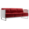 Kubo 3-Seat Sofa, Red Leather, Fumed White