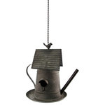Zaer Ltd - Hanging Galvanized Teapot Birdhouse & Feeder "House Kettle" - Few things will add more country charm to a home than these galvanized birdhouse feeders. Shaped in different "teapot" like styles (ex. kettle, oil can, conventional teapot, etc.), there's a birdhouse for everyone. Each is made out of galvanized metal making them safe for the outdoors and inclement weather. The functionality, quality, and beauty of these pieces have made these a best seller.