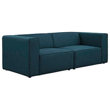 Mingle 2-Piece Upholstered Fabric Sectional Sofa Set, Blue