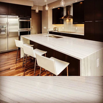 White Macaubas Quartzite Kitchen - Westport CT,
