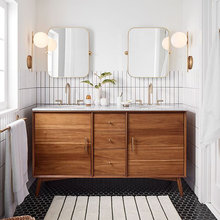 wood and white bathrooms