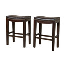 Jaeden Backless Stools, Brown Leather Counter Height, Set of 2