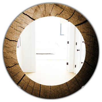 Designart Wood Curve Traditional Frameless Oval Or Round Wall Mirror, 32x32