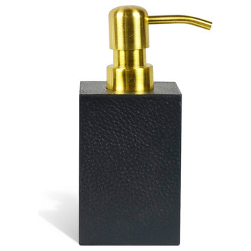 Genuine Leather Bathroom Soap/Lotion Dispenser, Black