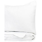 Melange Home - Bedford Lace Cotton Quilt Set, White on White, Full/Queen Quilt Set - Details: