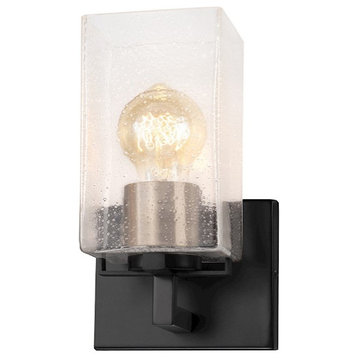 Justice Design Fusion Vice 1 Light Sconce, Black/Seeded FSN-8941-15-SEED-MBBR