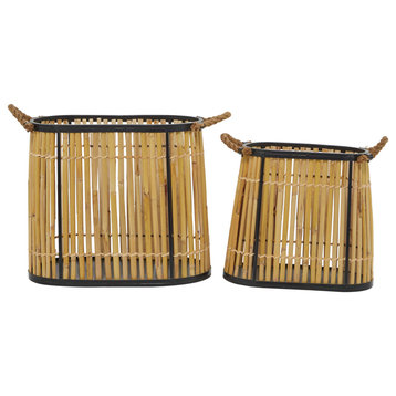 Natural Brown Wicker Wood Storage Basket Set 562670