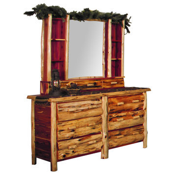 Red Cedar Log Dresser and Hutch