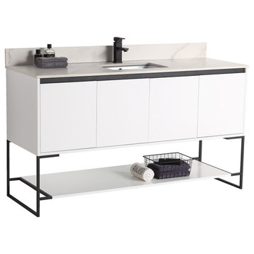 Urbania Vanity Set, White, 60", Single Sink