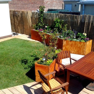 Cette photo montre un jardin éclectique de taille moyenne et au printemps avec une exposition partiellement ombragée.