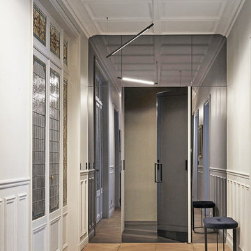 Vestibule, appartement haussmannien- Porte pivotante miroir