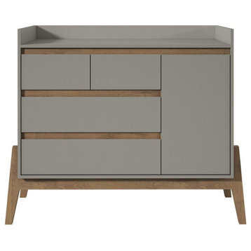 Retro Modern Dresser, Multifunctional Design With Drawers & 1-Door Cabinet, Gray