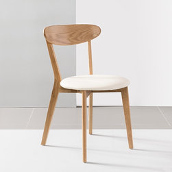 Henrik Solid Oak Dining Chair - Cream Top Grain Leather Seat - Dining Chairs