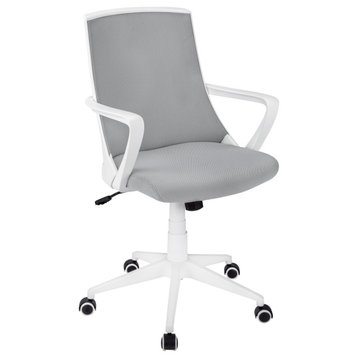 Office Chair, Adjustable Height, Swivel, Ergonomic, Armrests, Mesh, White, Grey