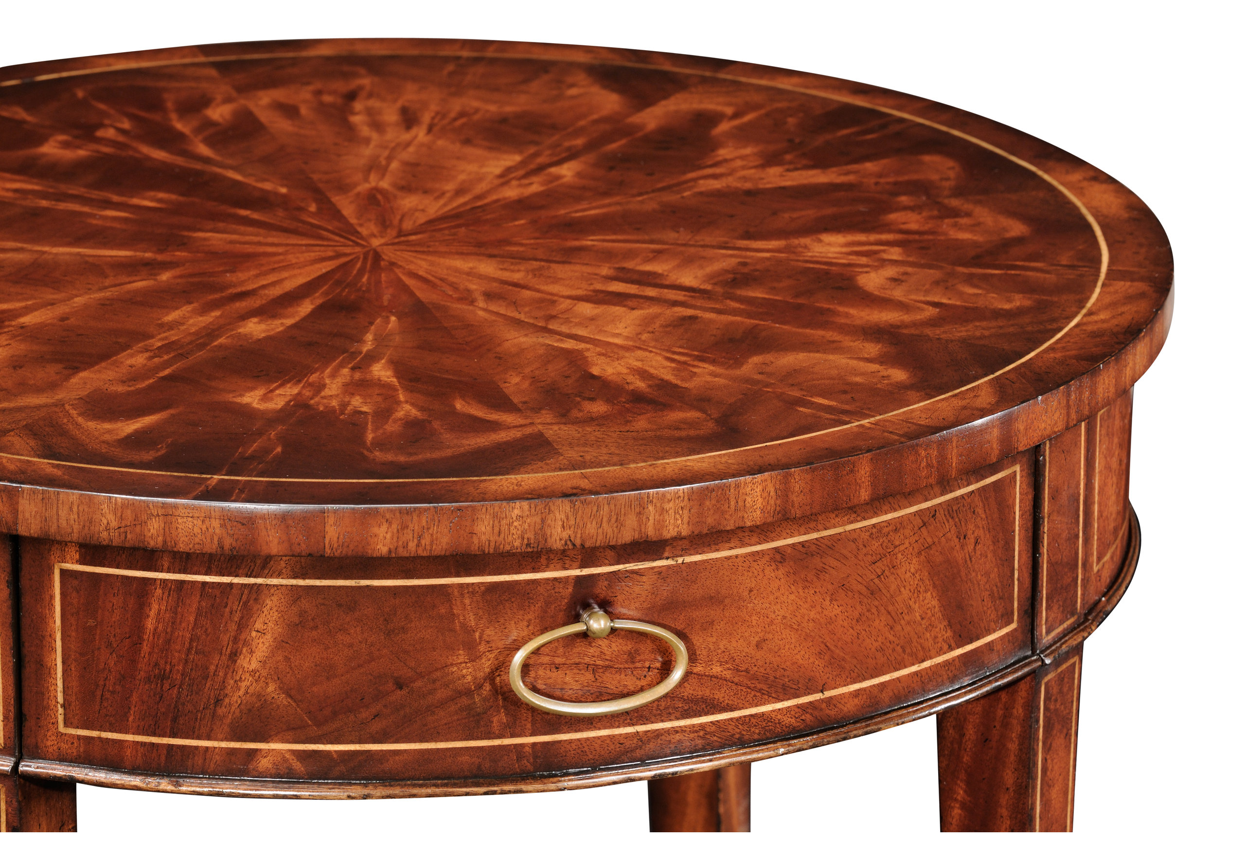 Round Mahogany Side Table Fine Stringing - Transitional - Side Tables ...