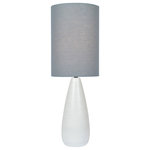 Lite Source Inc - Quatro Table Lamp - Table Lamp, Brushed White/grey Linen Shade, E27 CFL 13w