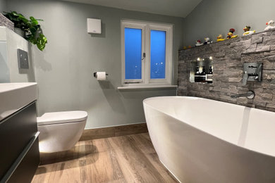 This is an example of a medium sized rustic bathroom in London.
