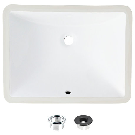 STYLISH 20" Porcelain Rectangular Undermount Bathroom Sink with Overflow