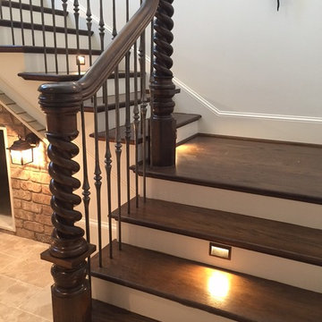 Dark Wood Lighted Staircase