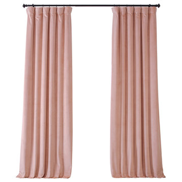 Signature Plush Velvet Blackout Curtain Single Panel, Apricot Blossom, 50wx96l